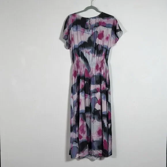 Soft Surroundings Abelia Midi Dress Sz M Abstract Print Cap Sleeves - Picture 6 of 12